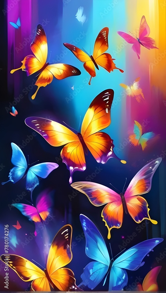 How artificial intelligence created an oil painting wall decoration of flying rainbow butterflies How artificial intelligence created an oil painting wall decoration of flying rainbow butterflies