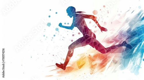 Geometric running man in vector on white background
