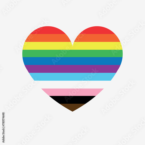Vector flat new lgbtq flag heart isolated on white background