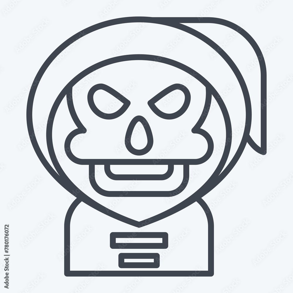 Icon Reaper. related to Halloween symbol. line style. simple design illustration Icon Reaper. related to Halloween symbol. line style. simple design illustration