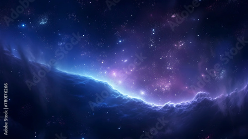 Digital blue and purple nebula starry abstract graphic poster web page PPT background
