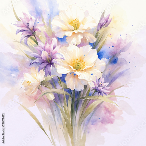 Delicate and Colorful Watercolor Floral Illustration © yang
