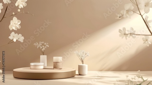 background products display brown scene with platform. background rendering with podium.