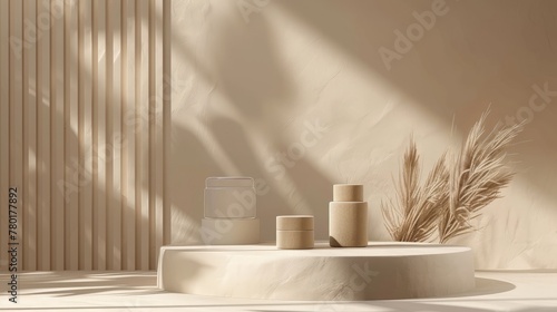 background products display brown scene with platform. background rendering with podium. © chanidapa