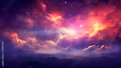 Digital galaxy starry sky night sky abstract graphic poster web page PPT background © yonshan