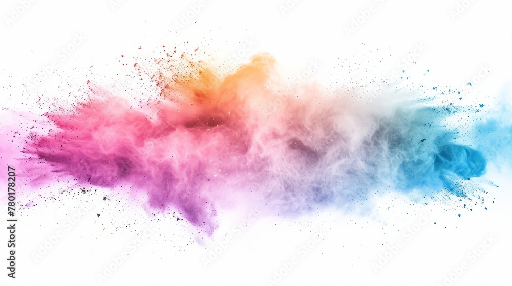 abstract powder splatted background. Colorful powder explosion on white background. Colored cloud.
