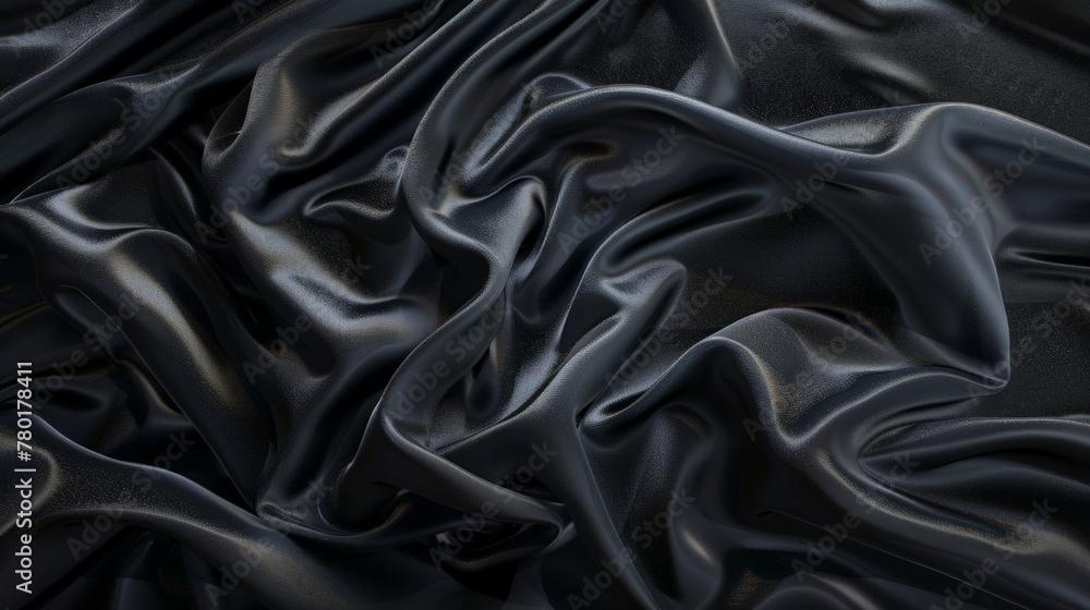 Beautiful black background with drapery and folds of silk Beautiful black background with drapery and folds of silk