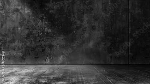 Black, dark and gray abstract cement wall and studio room ,