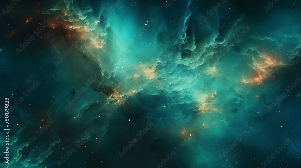 Digital green  starry night sky abstract graphic poster web page PPT background