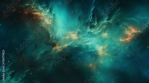 Digital green  starry night sky abstract graphic poster web page PPT background © yonshan