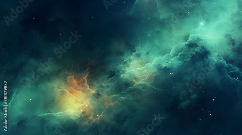 Digital green starry night sky abstract graphic poster web page PPT background