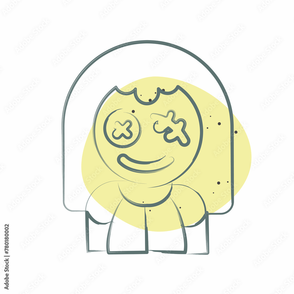 Obraz premium Icon Cursed Doll. related to Halloween symbol. Color Spot Style. simple design illustration