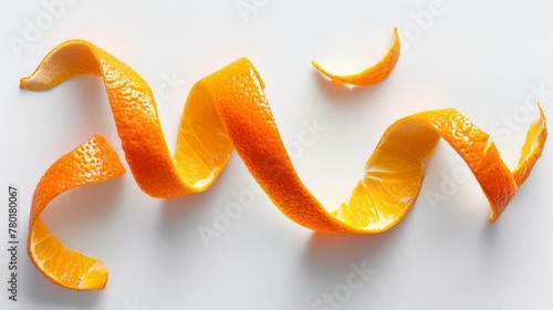 Obraz na płótnie Spiral form of orange peel isolated on a white background, top view. w salonie