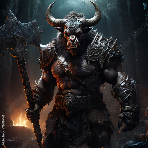 Trapped in a labyrinth minotaur미궁속에 갇혀있는 미노타우로스Generative AI