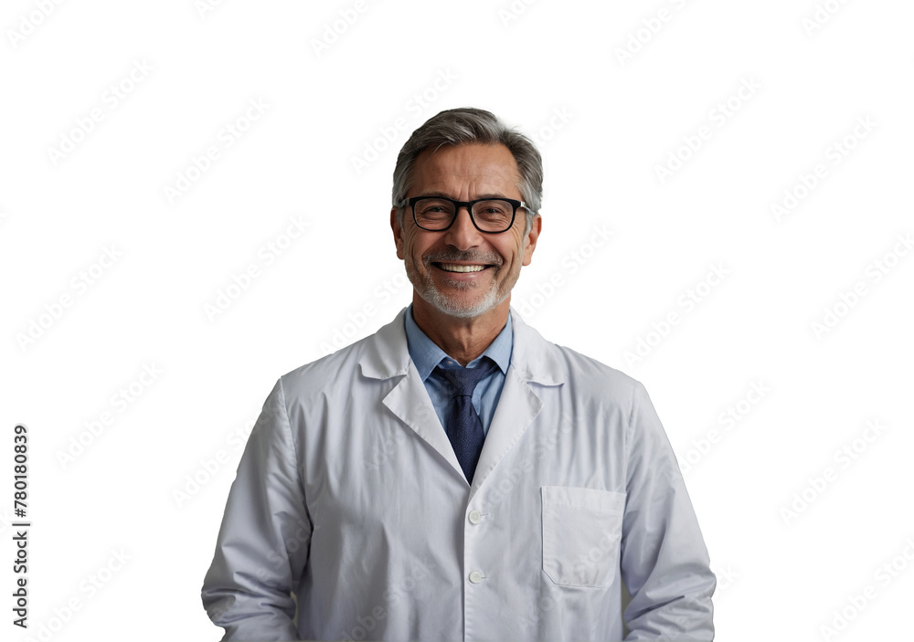 senior doctor smiling portrait on transparent, concept of hospital medical clinic and medicine health care senior doctor smiling portrait on transparent, concept of hospital medical clinic and medicine health care