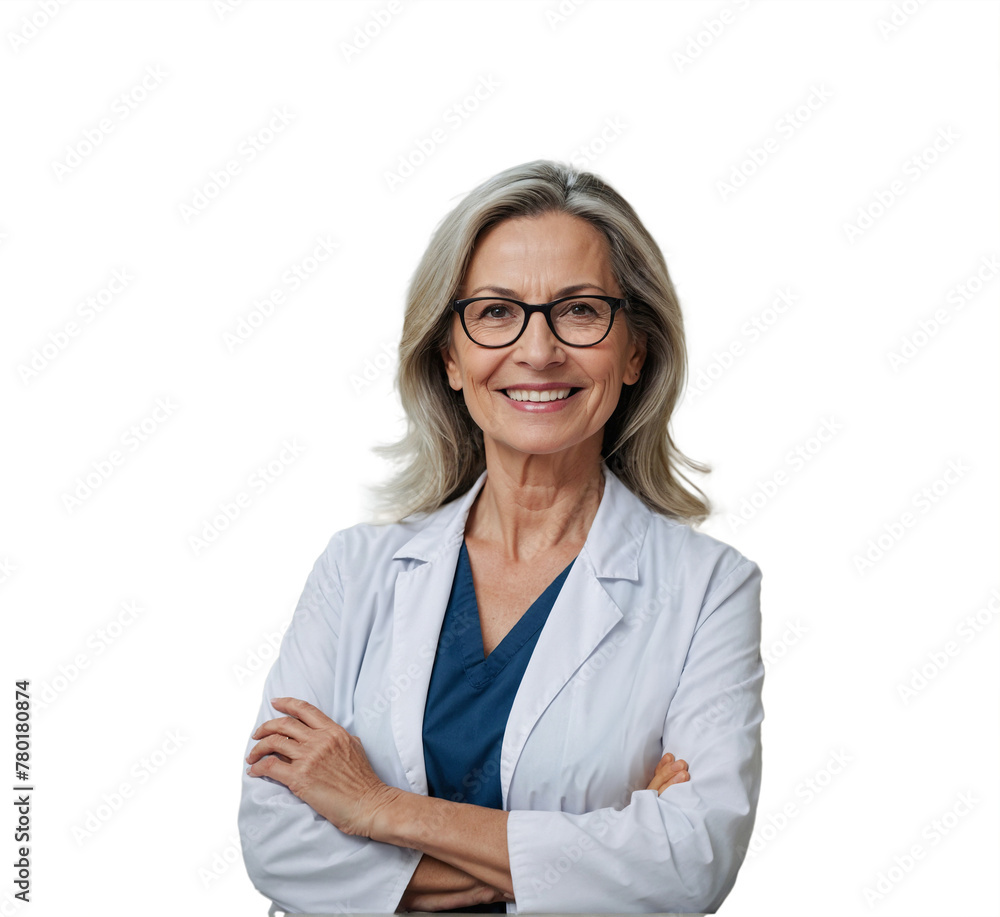 female senior doctor portrait on transparent, concept of hospital medical clinic and medicine health care female senior doctor portrait on transparent, concept of hospital medical clinic and medicine health care