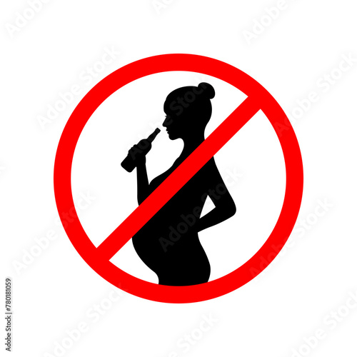 Signs No alcohol for pregnant women vector isolated on white background.