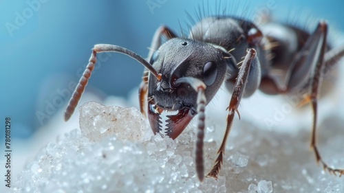 Close-up of an ant visible mandibles sharp - This macro shot shows an ant with visibly sharp mandibles, highlighting an incredible aspect of ant anatomy