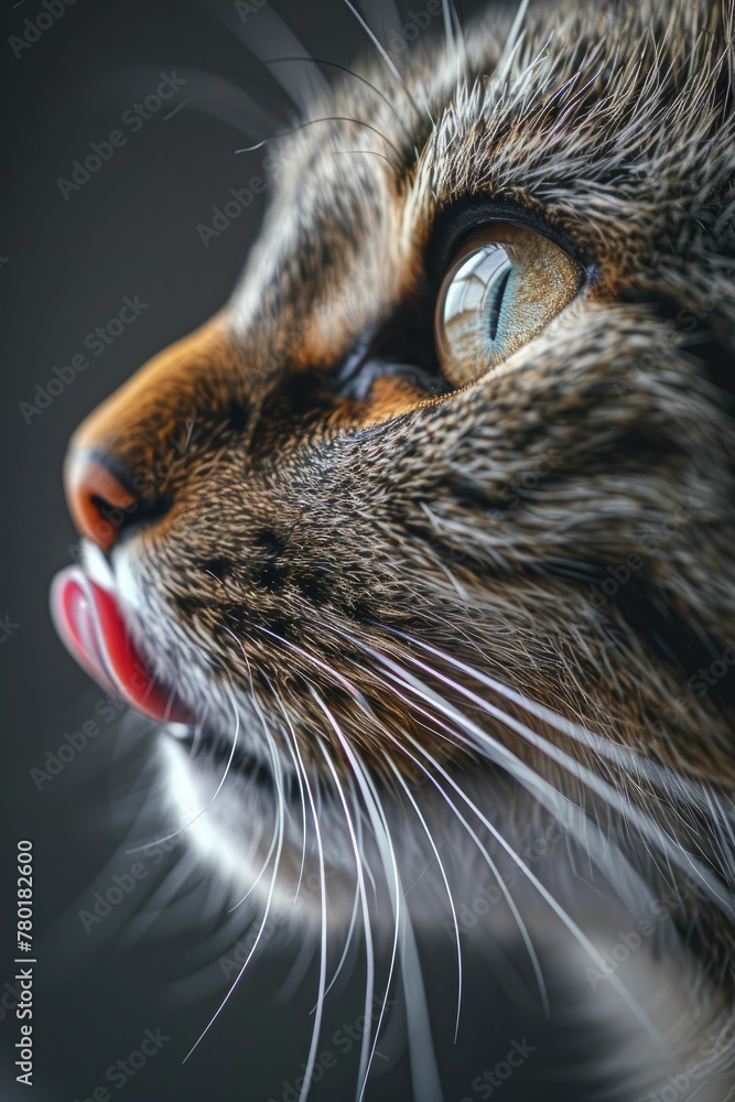 Explore the intricate world of a cat's tongue texture through macro photography, showcasing its vital role in feeding and grooming.