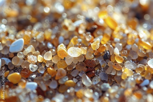 Capturing the intricate details of sand grains reveals the diverse and distinct characteristics of each individual particle. photo