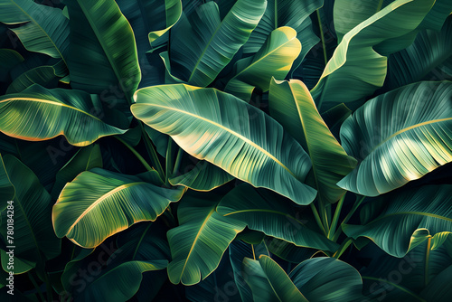 close up of banana leaves for background and texture