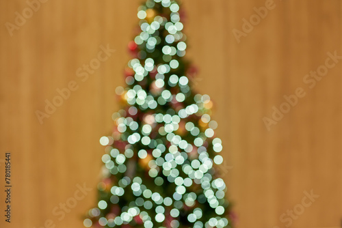 Defocused shot of Christmas tree.