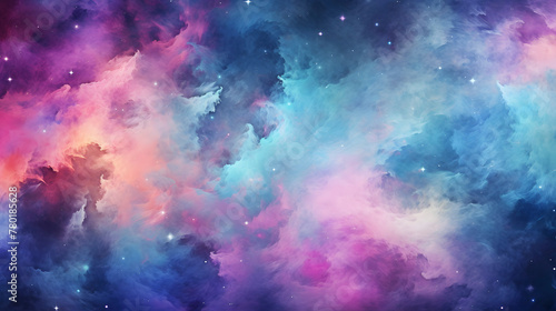 Digital color watercolor starry sky nebula abstract graphic poster web page PPT background © yonshan
