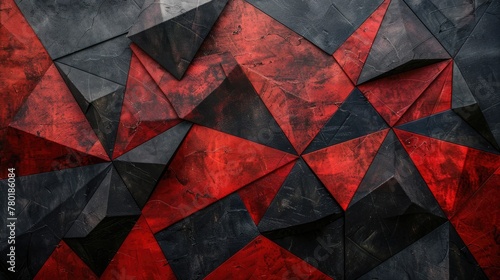Abstract geometric background with red and black, Generative AI