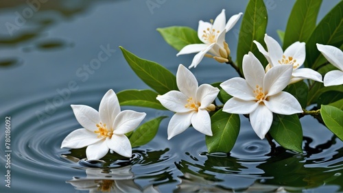 background Jasmine flower with water. for songkran day in thailand