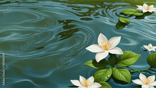 background Jasmine flower with water. for songkran day in thailand photo