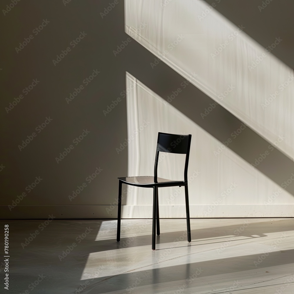 A shadowy impression of a simple modern chair against a light A shadowy impression of a simple modern chair against a light