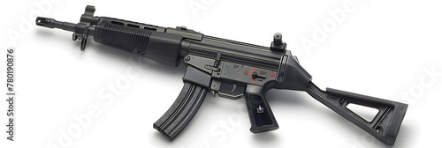 Exquisitely Designed MP5 Airsoft Gun: Showcase of Craftsmanship, Tactical Maneuverability, and Realistic Appeal Against a Stark White Background photo