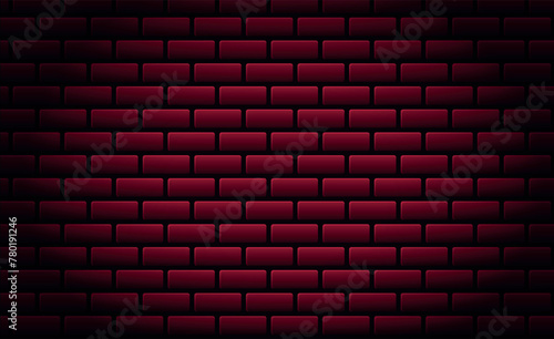 bricks background with red color, modern neon effect brick wall