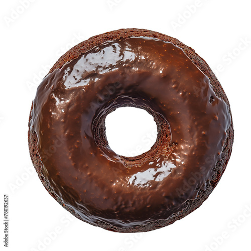 Chocolate donut isolated on a white background,