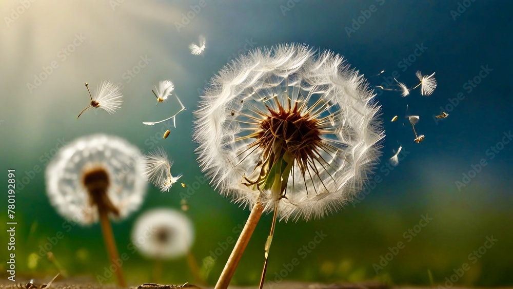 Dandelion seeds flying in the wind Dandelion seeds flying in the wind