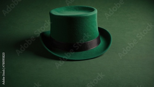 St patricks leprechaun hat stylish border green background,top hat on green background