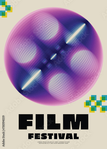 Film and movie festival poster template design with film reel vintage retro style © thenatchdl