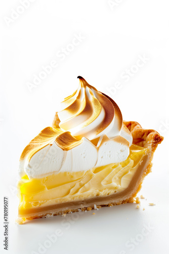 Slice of Lemon Meringue Pie with Golden Meringue Peaks