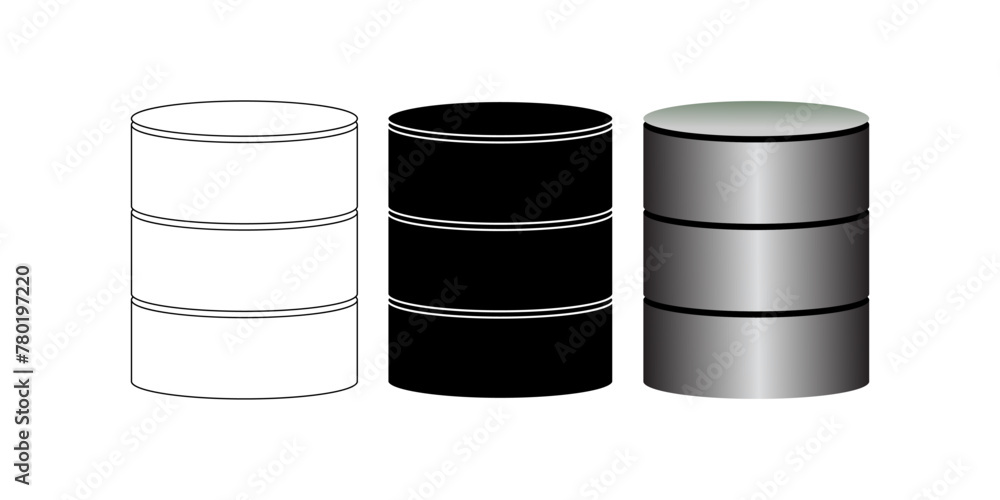 Cylinder Database storage icon set isolated on white background Cylinder Database storage icon set isolated on white background