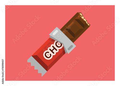 Bitten cashew chocolate bars. Simple flat illustration
