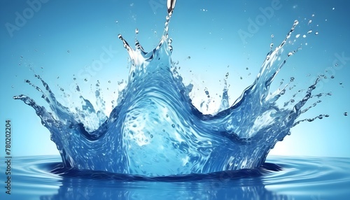 Splashing blue sparkling pure water. Abstract nature background. 3d render illustration
