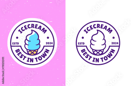 Ice cream shop badge template design
