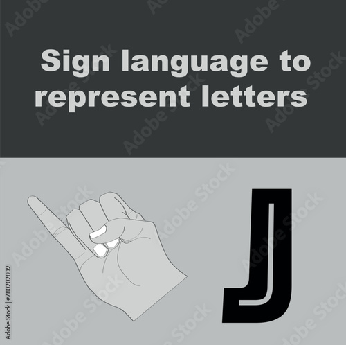 ASL Letter J Alphabet Hand Gesture Close Up Isolated
