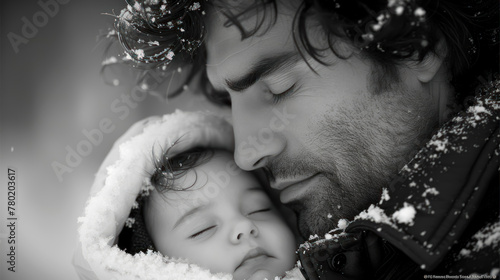 black and white photography depicting the love of a father for his son