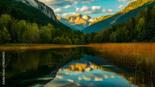 Mountain Lake Reflection, Calming Serene Scene