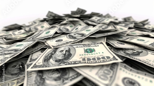 Hyperrealistic 3D Render of Dollar Bills: Professional, High-Resolution Stock Photo