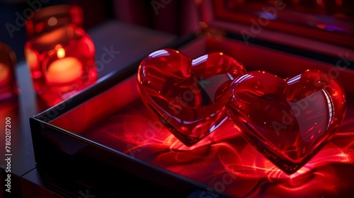 3D heart-shaped gift box decoration poster web background