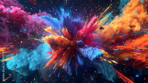 The canvas erupts in a frenzy of colorful explosions creating a stunning visual experience.