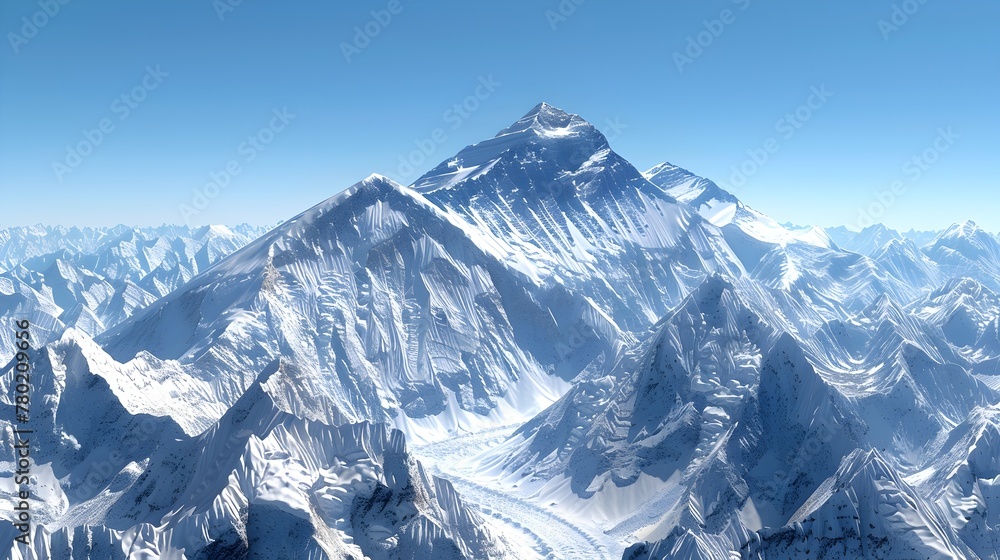 High Definition D Satellite View of Majestic Everest Summit in Himalayas Range Generative ai