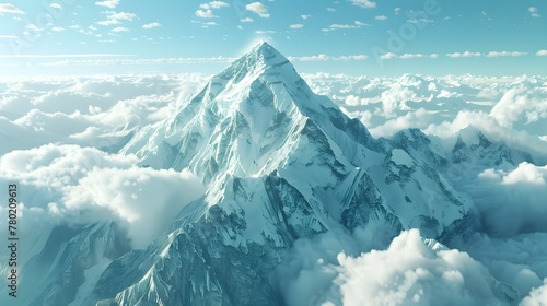 Stunning D Rendered Satellite View of Majestic Everest in Himalayas Amidst Snowfall Generative ai